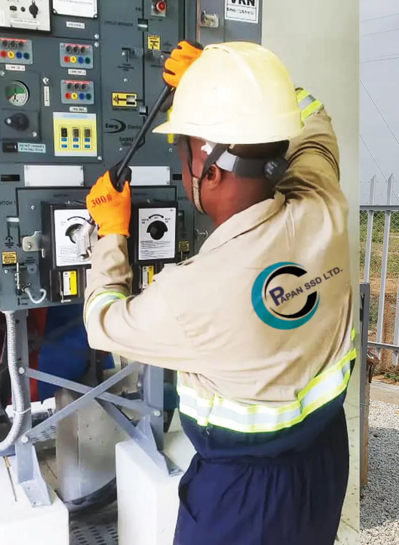 Technician installing an electrical control panel