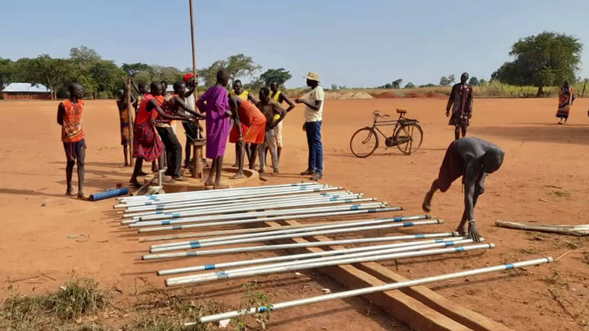 Borehole riser pipes arranged for installation at a Lakes State water point