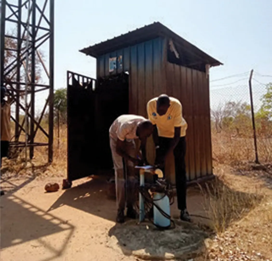 Solar pumping headworks and pipe connections at Abuyung