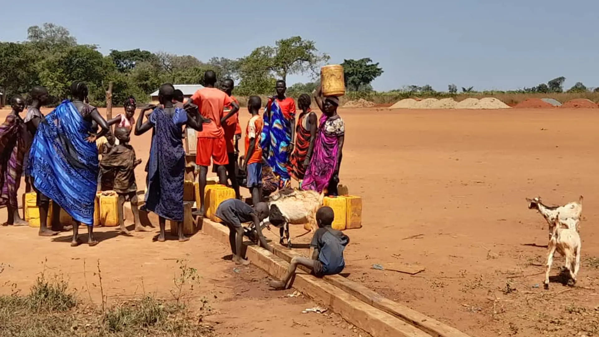 Rehabilitated borehole and water collection point in Yirol East